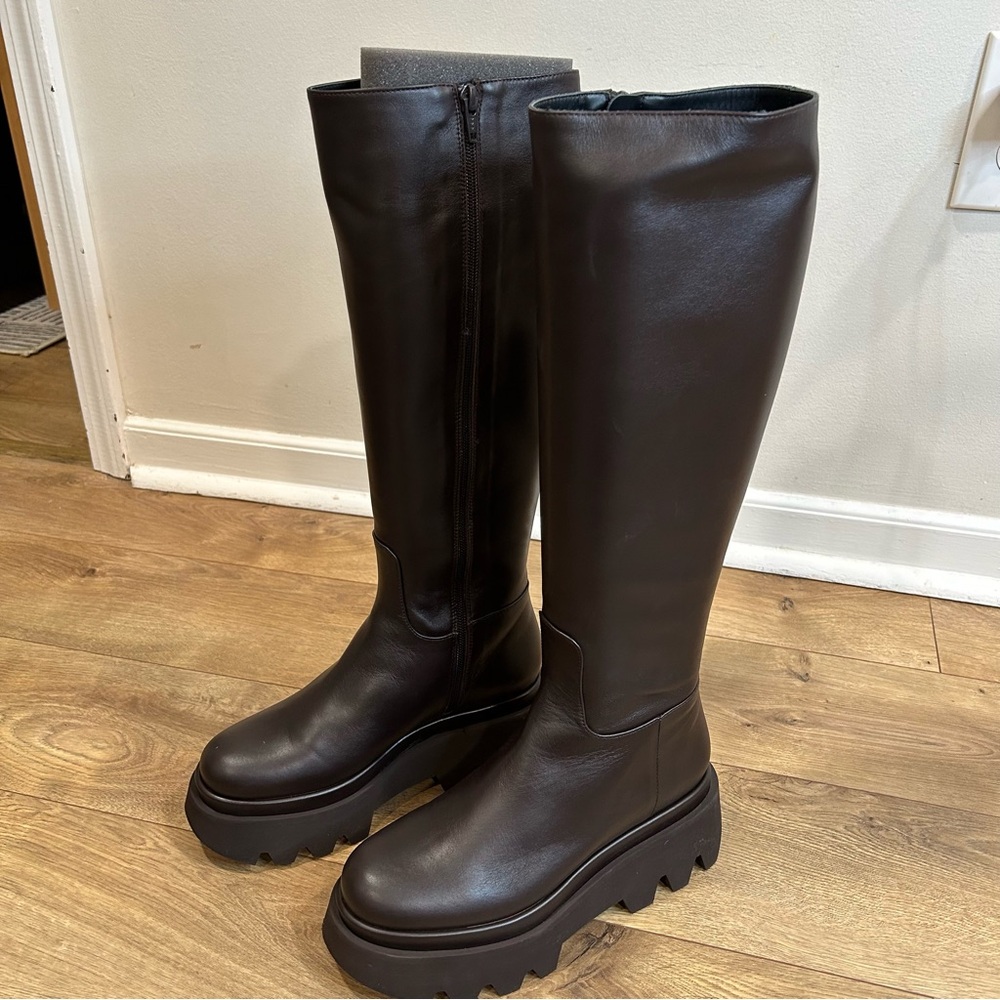 Paloma Barcelo Black Leather Knee-High Boots
